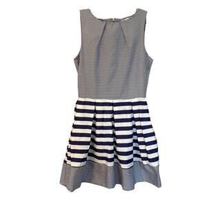 Closet London Blue and White Breton Stripe A-Line‎ Dress UK 10/US6 Preppy Twee